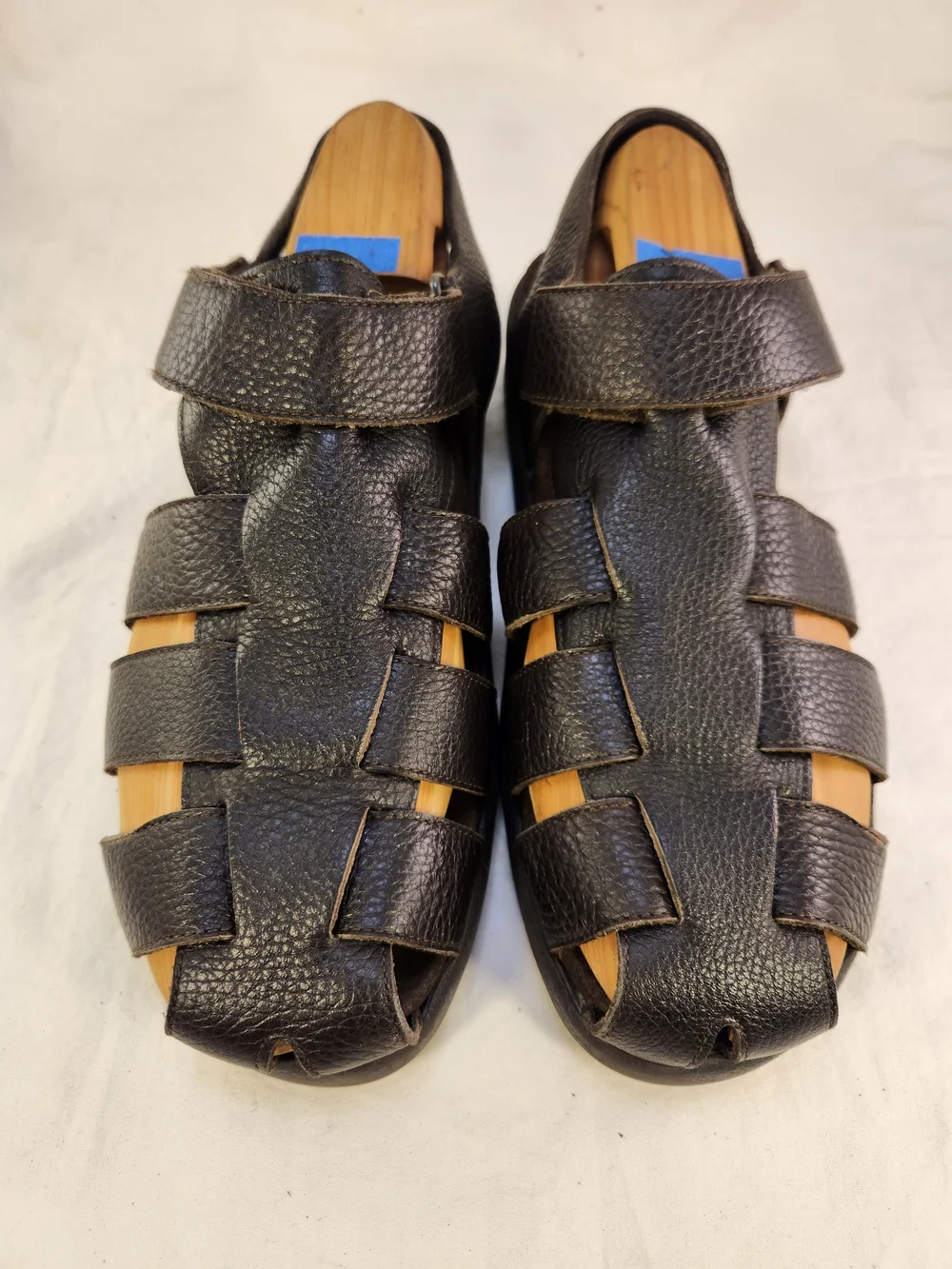 MEPHISTO SAM  FRANCE DARK BROWN MEN FISHERMAN SANDALS PEBBLED LEATHER SIZE 45/11